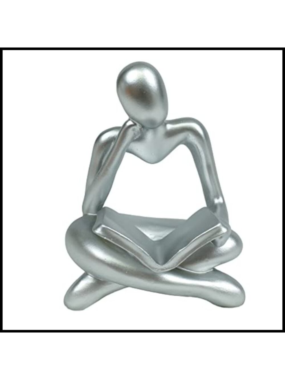 Silver Resin Thinker Statue Abstract Art Figurine Home Decor Sculpture